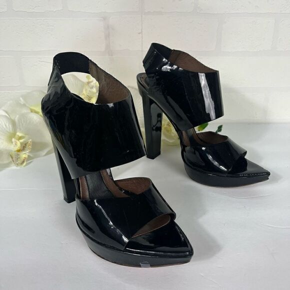 Marni Platform Heels Womens Size EU 36 US 5.5 Black Patent Leather - Picture 1 of 14